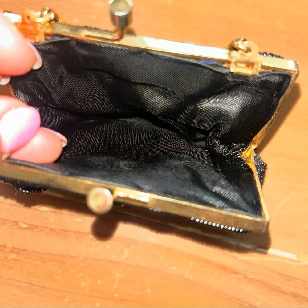 Elegant Black Beaded Clutch